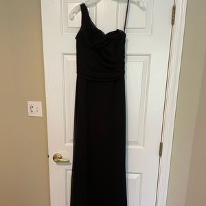 Jim Hjelm long black one shoulder dress size 4